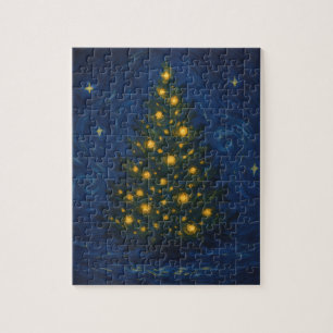 Puzzle Arbre de Noël étoilé Vacances post-impressionnis