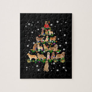 Puzzle Arbre de Noël Golden Retriever Couvert Par Flash