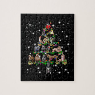 Puzzle Arbre De Noël Pitbull Couvert De Flamme De Feu