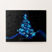 Puzzle arbre de Noël stylisé SlipperyJoe bleu brillant s (Horizontal)