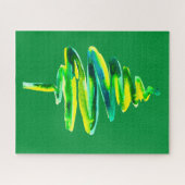 Puzzle Arbre de Noël vert aquarelle abstraite (Horizontal)