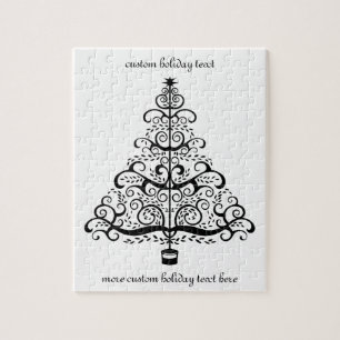 Puzzle Arbre de Noël vintage décoratif à volutes victorie