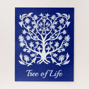 Puzzle Arbre de vie #4 Blanc et Cobalt Bleu