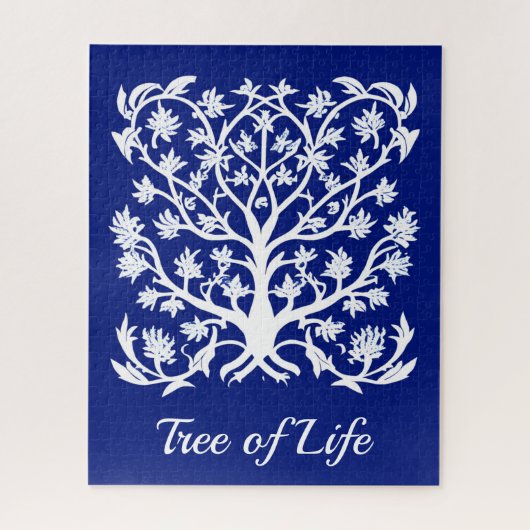 Puzzle Arbre de vie #4 Blanc et Cobalt Bleu (Vertical)