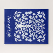 Puzzle Arbre de vie #4 Blanc et Cobalt Bleu (Horizontal)