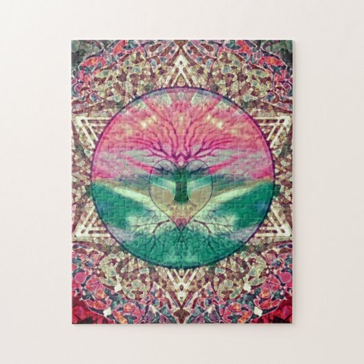 Puzzle Arbre de vie apaisant dans les couleurs arc-en-cie (Vertical)