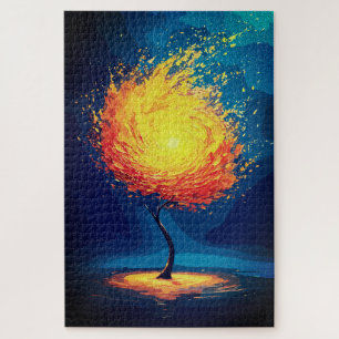 Puzzle Arbre de Vie Ardente Art Mural de Nature Abstrai