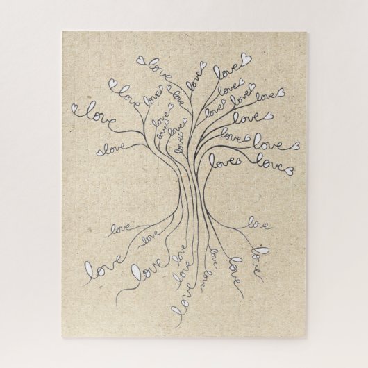 Puzzle Arbre de vie avec des coeurs significatif et diffi (Vertical)