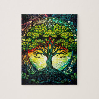 Puzzle Arbre de vie celtique vert coloré
