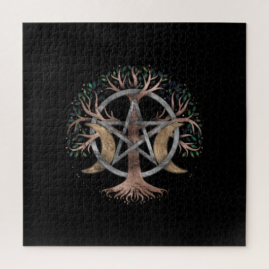 Puzzle Arbre de vie Pentagram Moon Ornement (Vertical)