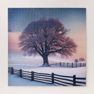 Puzzle Arbre d'hiver avec clôture