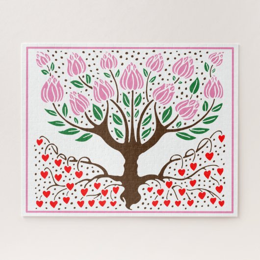 Puzzle Arbre Fleurissant aux Racines en Forme de Cœur de (Horizontal)