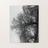 Puzzle Arbre noir et blanc d'hiver de paysage dans le (Vertical)
