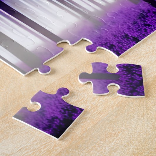 Puzzle Arbre Silhouette Forêt luxuriante Fleurs pourpres (Côté)