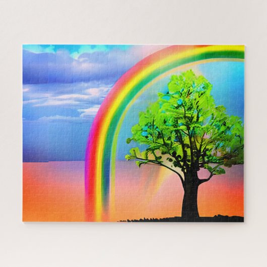 Puzzle Arbre vert sous arc-en-ciel (Horizontal)