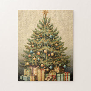Puzzle Arbre vintage Découpage de Noël d'hiver