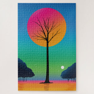 Puzzle Arbre Vivant Sous un Ciel de Rainbow Cosmique