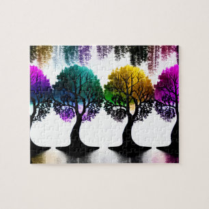 Puzzle Arbres amusants colorés Pastel Abstraits