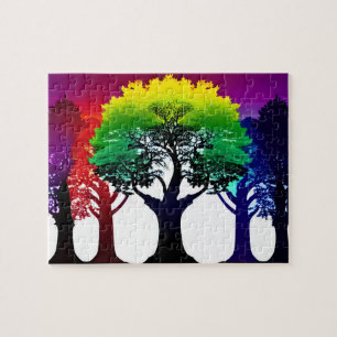 Puzzle Arbres Colorés Abstraits Pour Enfants
