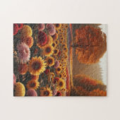 Puzzle Arbres d'automne/ champ avec chrysanthèmes (Horizontal)
