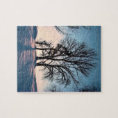 Puzzle Arbres d'hiver sur le ciel bleu crépusculaire (Horizontal)