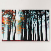 Puzzle Arbres en silhouette noire avec Feuilles changeant (Horizontal)