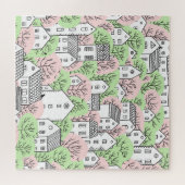 Puzzle Arbres, maisons, paysage de la ville de printemps (Horizontal)