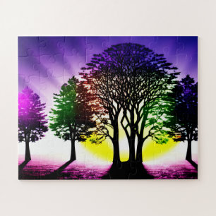 Puzzle Arbres noirs Abstraits et colorés