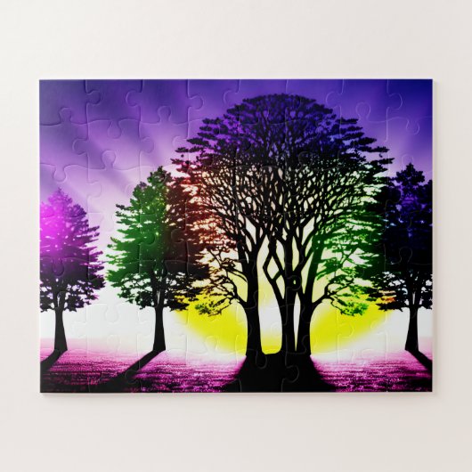 Puzzle Arbres noirs Abstraits et colorés (Horizontal)