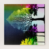 Puzzle Arbres noirs Silhouettés aux teintes arc-en-ciel d (Vertical)