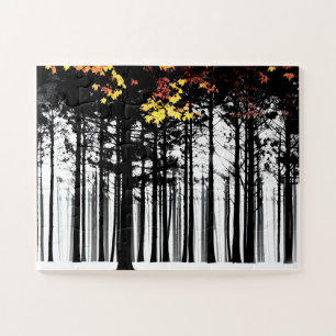 Puzzle Arbres Silhouettes Splashed Couleur Automne Pour E