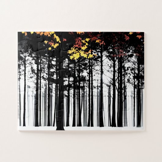 Puzzle Arbres Silhouettes Splashed Couleur Automne Pour E (Horizontal)