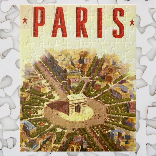 Puzzle Arc de Triomphe vintage, Paris, France Travel Art