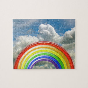 Puzzle - Arc-en-ciel 3D contre ciel nuageux