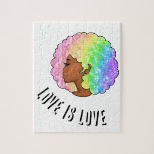 Puzzle arc-en-ciel afro LGBTQ l'amour est l'amour fierté