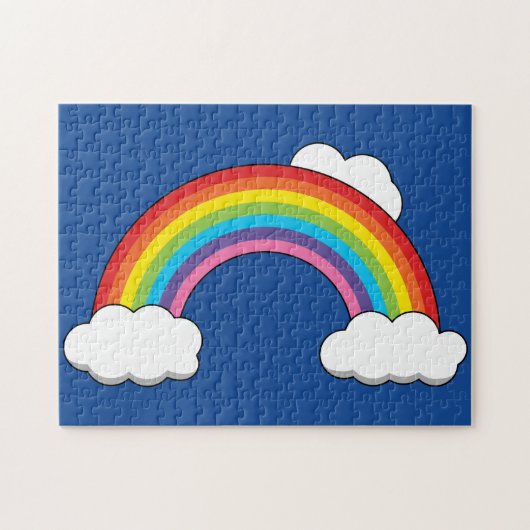 Puzzle Arc en ciel avec nuages blancs (Horizontal)