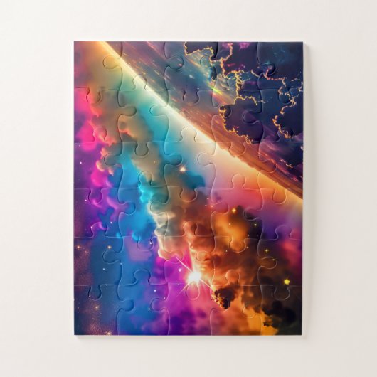 Puzzle Arc-en-ciel cosmique brillant dans la scène spatia (Vertical)