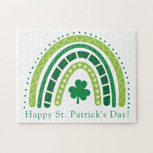 Puzzle Arc en ciel de St. Patrick | Happy Whimsical Shamr (Horizontal)