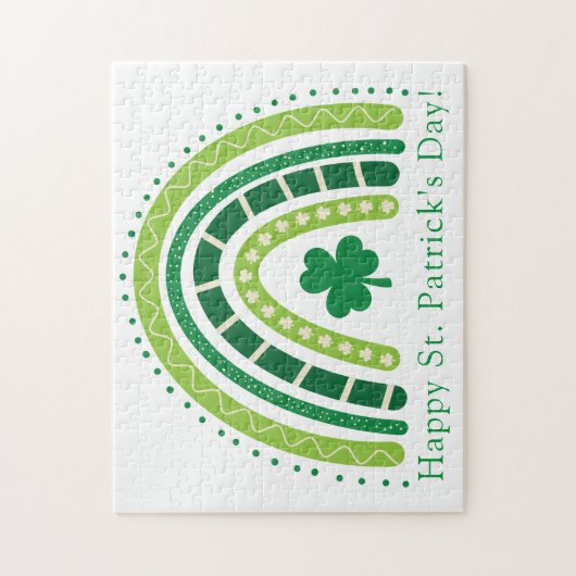 Puzzle Arc en ciel de St. Patrick | Happy Whimsical Shamr (Vertical)