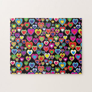 Puzzle Arc-en-ciel des coeurs vibrants Amour Motif