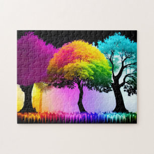 Puzzle Arc-en-ciel électrique en Forêt Vibrante Wonderlan
