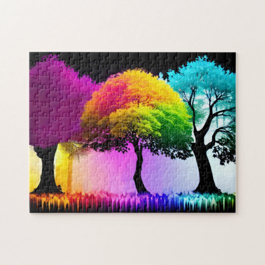 Puzzle Arc-en-ciel électrique en Forêt Vibrante Wonderlan (Horizontal)