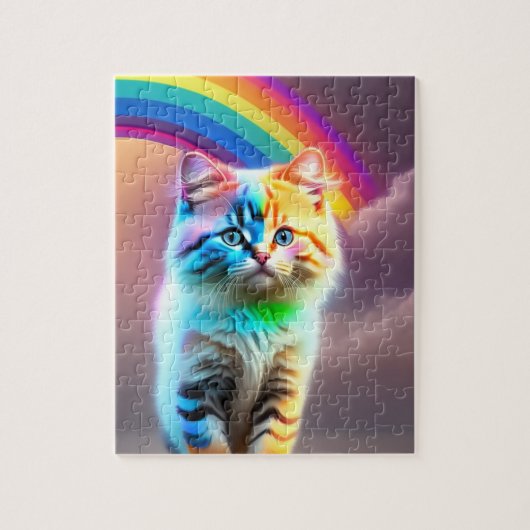 Puzzle Arc-en-ciel Et Douce Petite Chatte (Vertical)