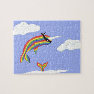 Puzzle Arc-en-ciel Ninja Narwhal qui vole