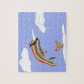 Puzzle Arc-en-ciel Ninja Narwhal qui vole (Vertical)