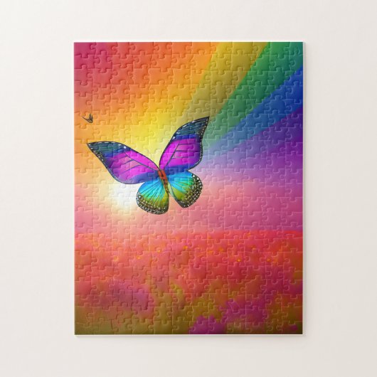 Puzzle Arc-en-ciel volant dans un champ (Vertical)
