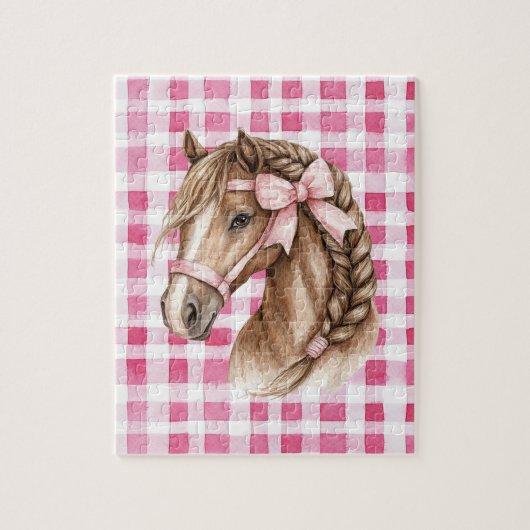 Puzzle Arc pour cheval à rayures roses (Vertical)
