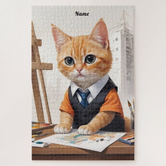 Puzzle Architecte sophistiqué Chat Ginger Kitten Art (Vertical)