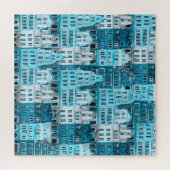 Puzzle Architecture d'Amsterdam, aquarelle bleue. (Horizontal)