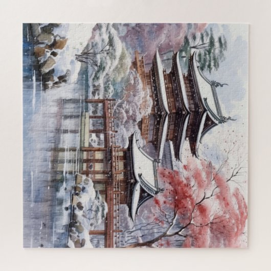 Puzzle Architecture du Sakura rose japonais (Horizontal)